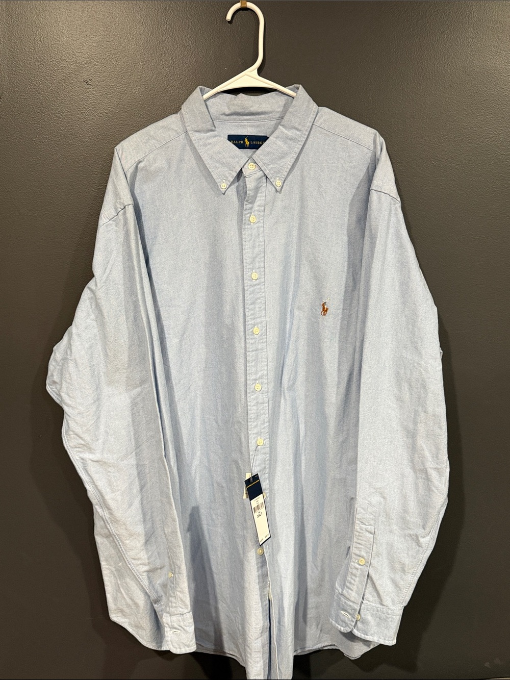 Ralph Lauren Pale Blue Button-Down Oxford Shirt with Embroidered Pony